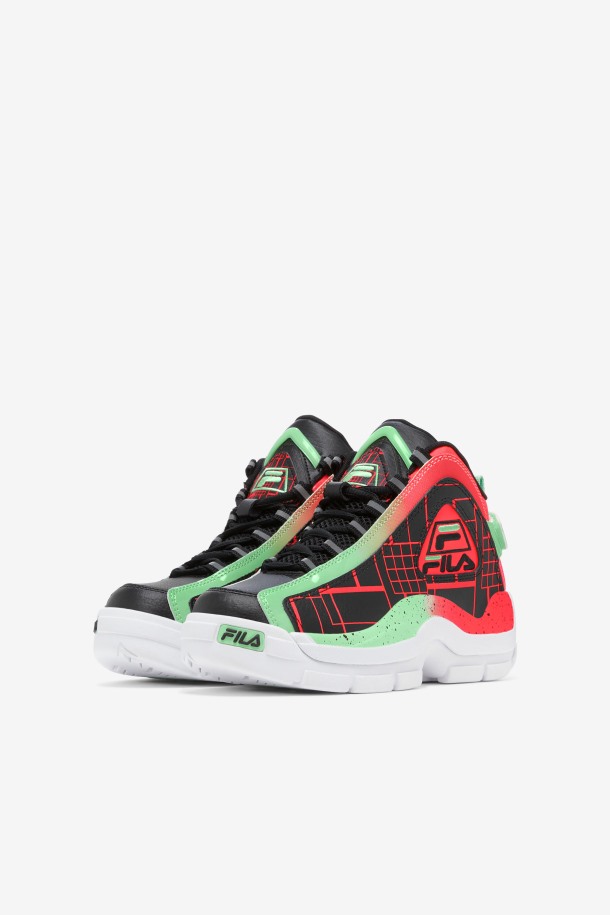 Fila Outlets Negro/coral Fuego/ceniza Verde Niños Pequeños Grant Hill 2