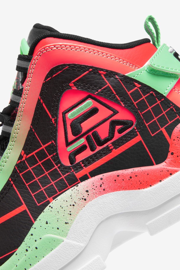 Fila Outlets Negro/coral Fuego/ceniza Verde Niños Pequeños Grant Hill 2