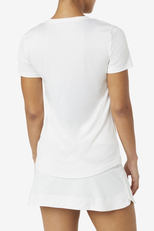 Pickleball Sedoso Con Cuello En V Blanco Fila Outlet