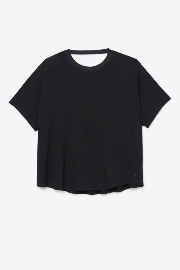 Top Negro De Manga Corta Fila Outlets Fi-lux