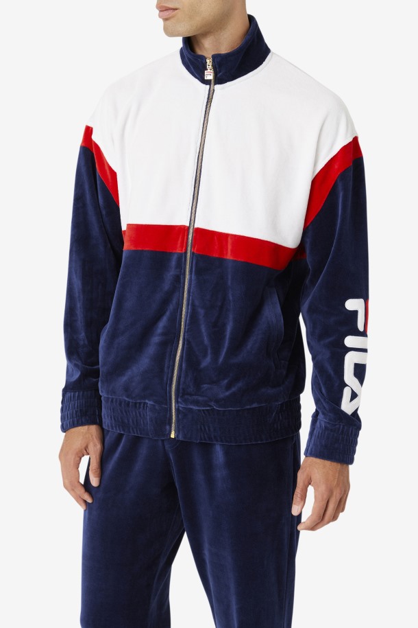 Chaqueta Mansur Terciopelo Fila Outlets Azul Marino/blanco/rojo