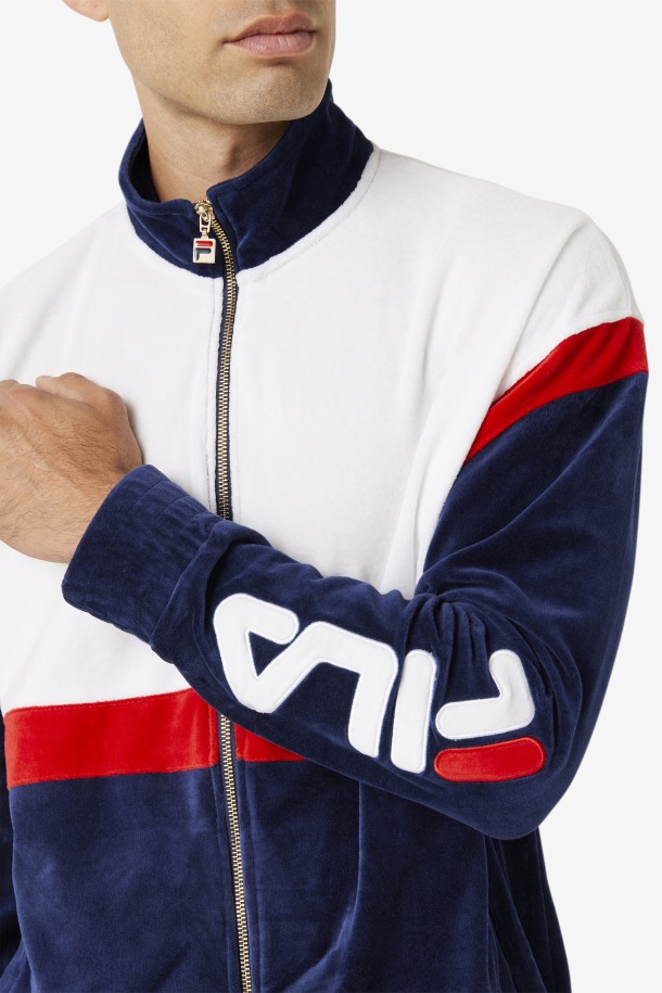Chaqueta Mansur Terciopelo Fila Outlets Azul Marino/blanco/rojo