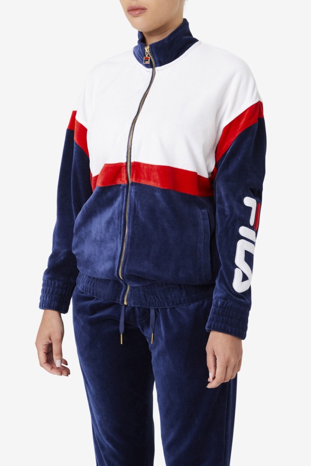 Chaqueta Mansur Terciopelo Fila Outlets Azul Marino/blanco/rojo