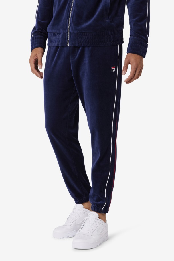 Pantalón De Terciopelo Azul Marino/blanco/rojo Fila Outlets Deverall