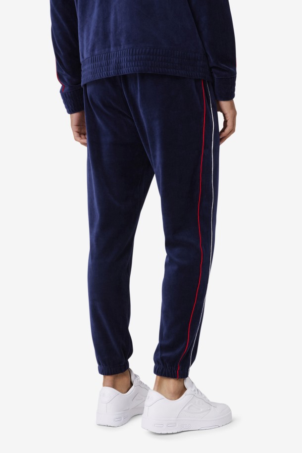 Pantalón De Terciopelo Azul Marino/blanco/rojo Fila Outlets Deverall