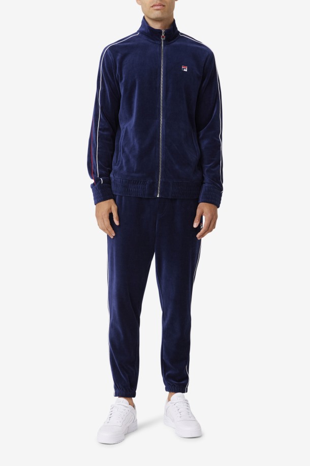 Pantalón De Terciopelo Azul Marino/blanco/rojo Fila Outlets Deverall