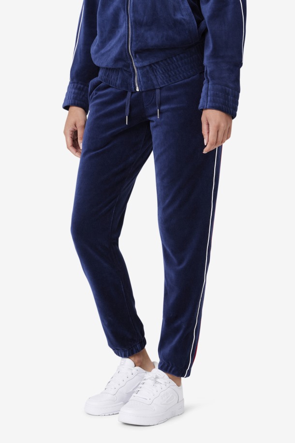 Pantalón De Terciopelo Azul Marino/blanco/rojo Fila Outlets Deverall