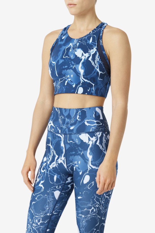Sujetador Deportivo Uplift T-back Azul Marino Mármol Fila Outlet