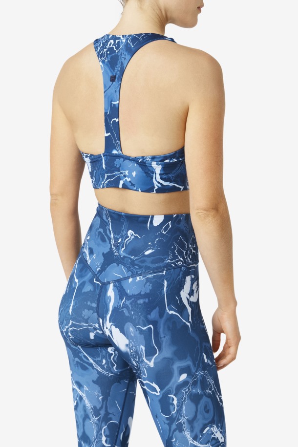 Sujetador Deportivo Uplift T-back Azul Marino Mármol Fila Outlet