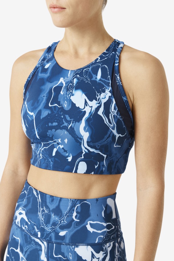 Sujetador Deportivo Uplift T-back Azul Marino Mármol Fila Outlet