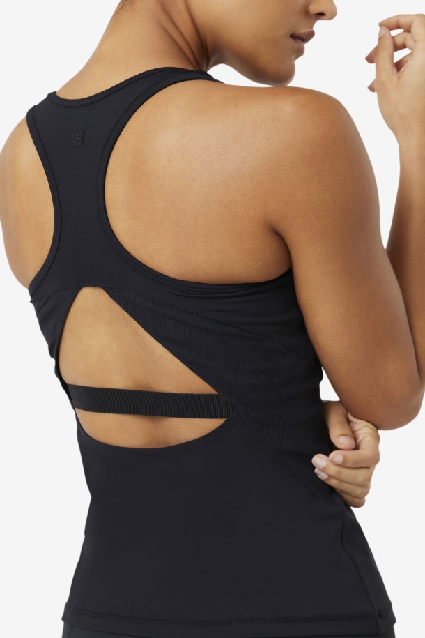 Camiseta Negra Uplift Open Racerback Sin Mangas Cola Outlet