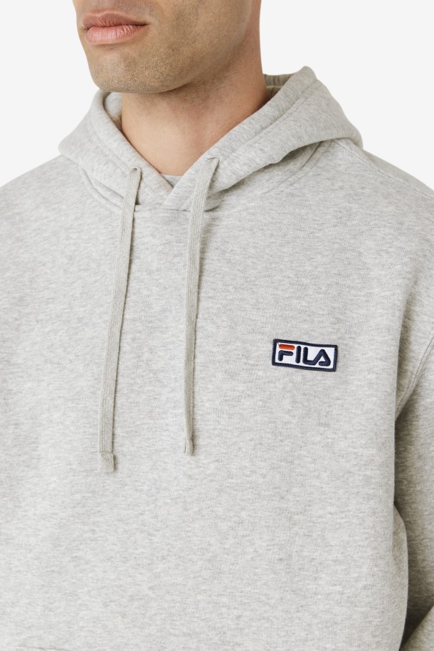 Fila Outlets Gris Jaspeado/blanco Algot Sudadera Con Capucha