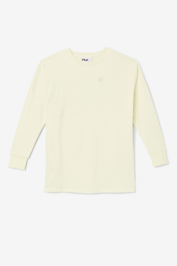 Camiseta Extragrande De Manga Larga Janet De Fila Outlets Amarilla Tierna