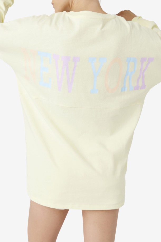 Camiseta Extragrande De Manga Larga Janet De Fila Outlets Amarilla Tierna