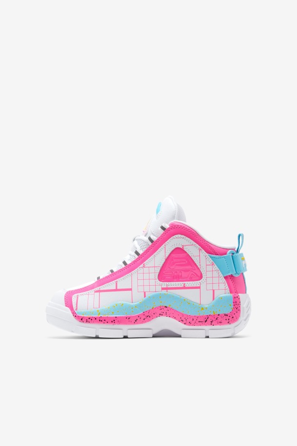 Grandes Niños\' Grant Hill 2 Puntos De Venta Fila Blanco/rosa/pescado Azul