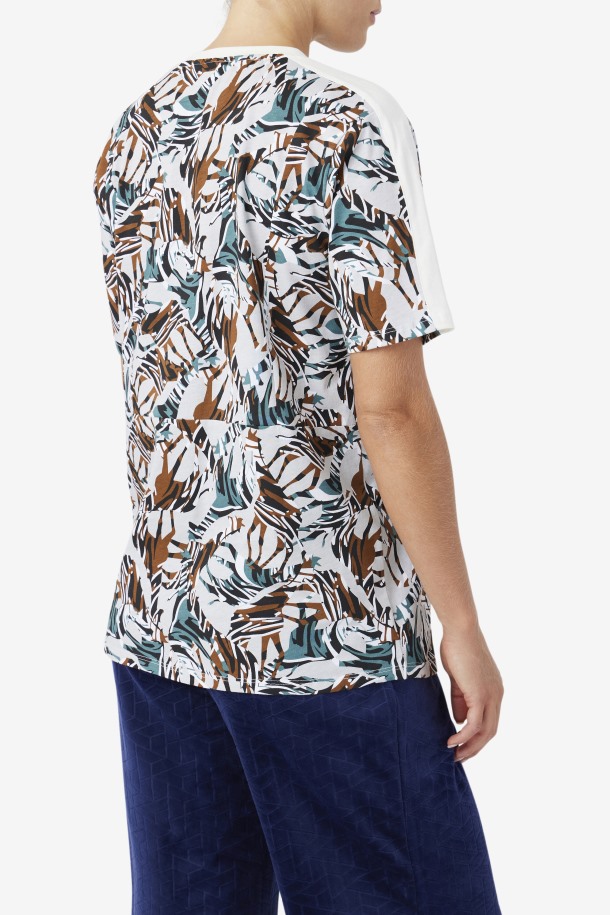 Nataly Boyfriend Tee Fila Outlets Estampado Egret/stormy/deep Lake