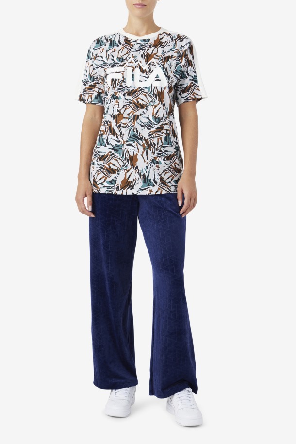 Nataly Boyfriend Tee Fila Outlets Estampado Egret/stormy/deep Lake