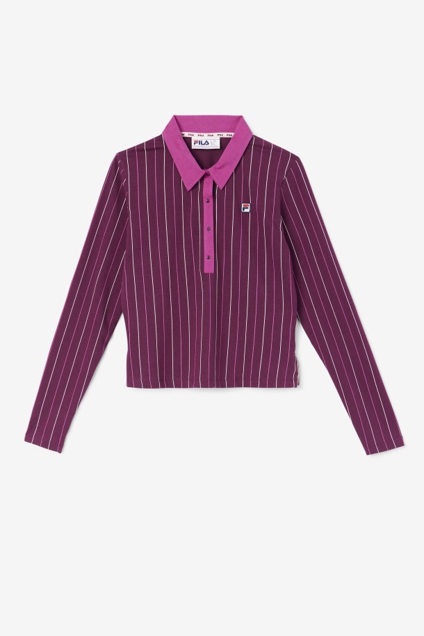 Fila Outlets Jada Polo De Manga Larga Vino De Uva / Rojo / Popurrí