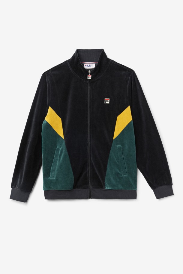 Marten Velour Jacket Black/june Bug/golden Glow Fila Outlet Online