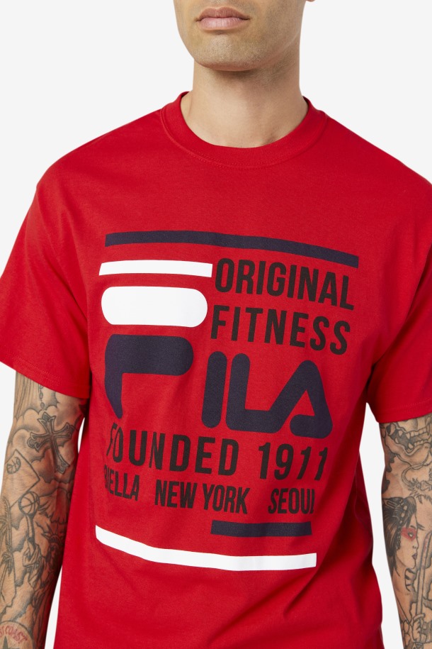 Camiseta Fitness Original Roja/azul Marino/blanca Fila Outlet