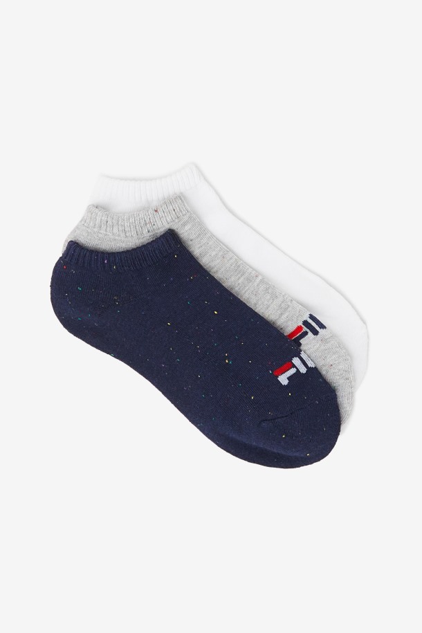 Paquete De 3 Pares De Calcetines Invisibles Con Rayas Moteadas Para Mujer De Fila Outlet Gris