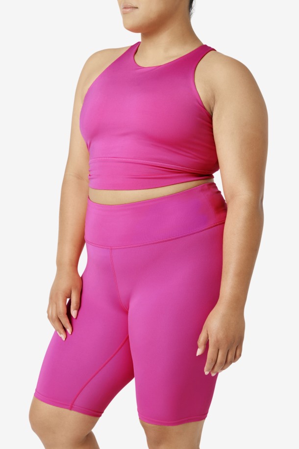 Sujetador Deportivo De Cuello Alto Uplift Rosa Brillante De Fila Outlets