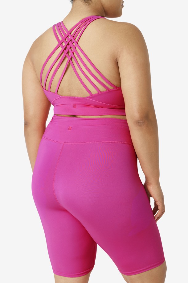 Sujetador Deportivo De Cuello Alto Uplift Rosa Brillante De Fila Outlets