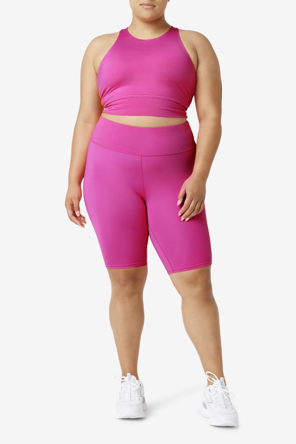 Sujetador Deportivo De Cuello Alto Uplift Rosa Brillante De Fila Outlets