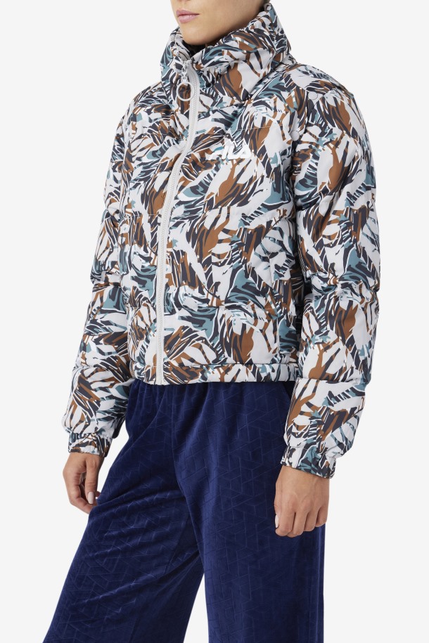 Chaqueta Acolchada Recortada Con Estampado De Jirafa De Loretta