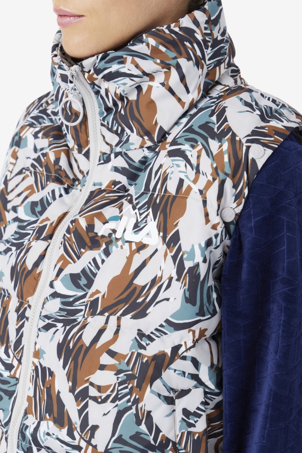 Chaqueta Acolchada Recortada Con Estampado De Jirafa De Loretta