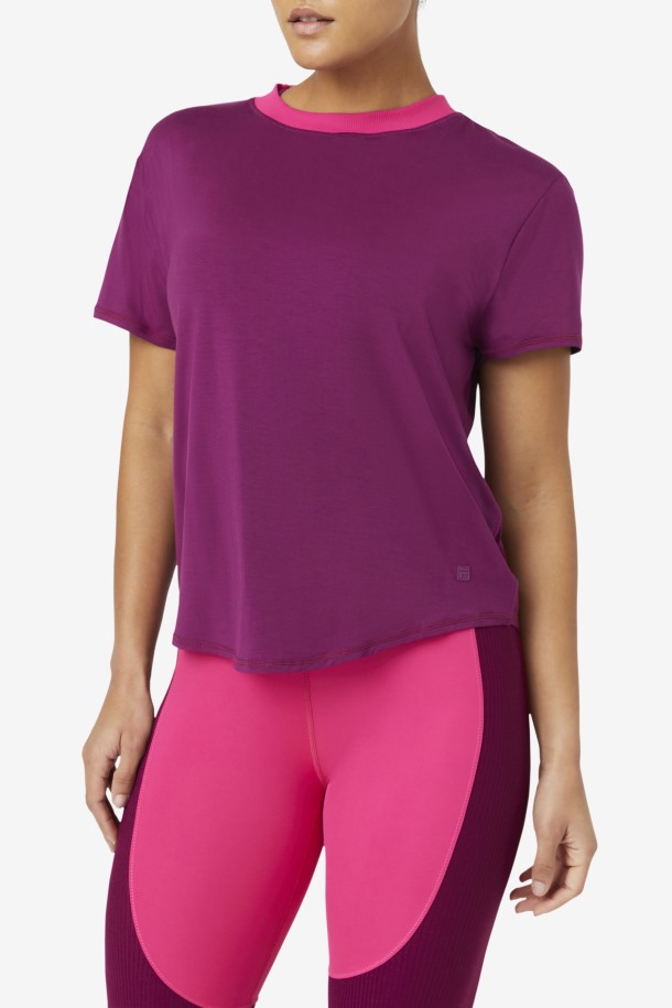Fila Outlets Fi-lux Camiseta De Manga Corta Magentapurple
