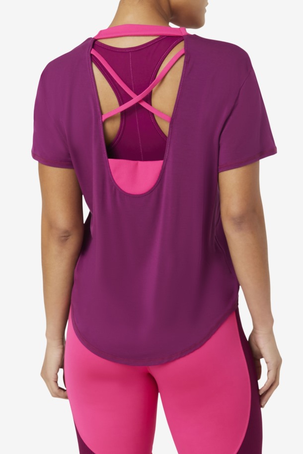 Fila Outlets Fi-lux Camiseta De Manga Corta Magentapurple