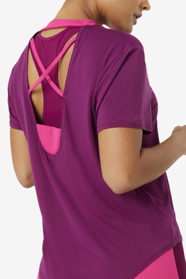 Fila Outlets Fi-lux Camiseta De Manga Corta Magentapurple