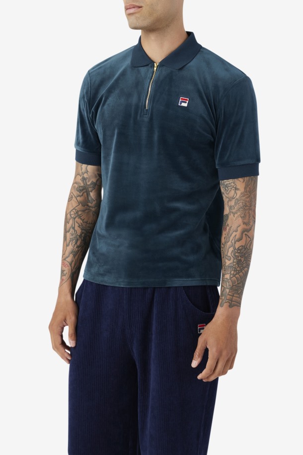 Verde Azulado Cola Outlets Devon Velour Polo