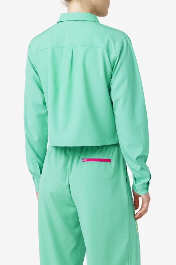 Camisa Alina Con Cremallera Verde Marino Fila Outlet