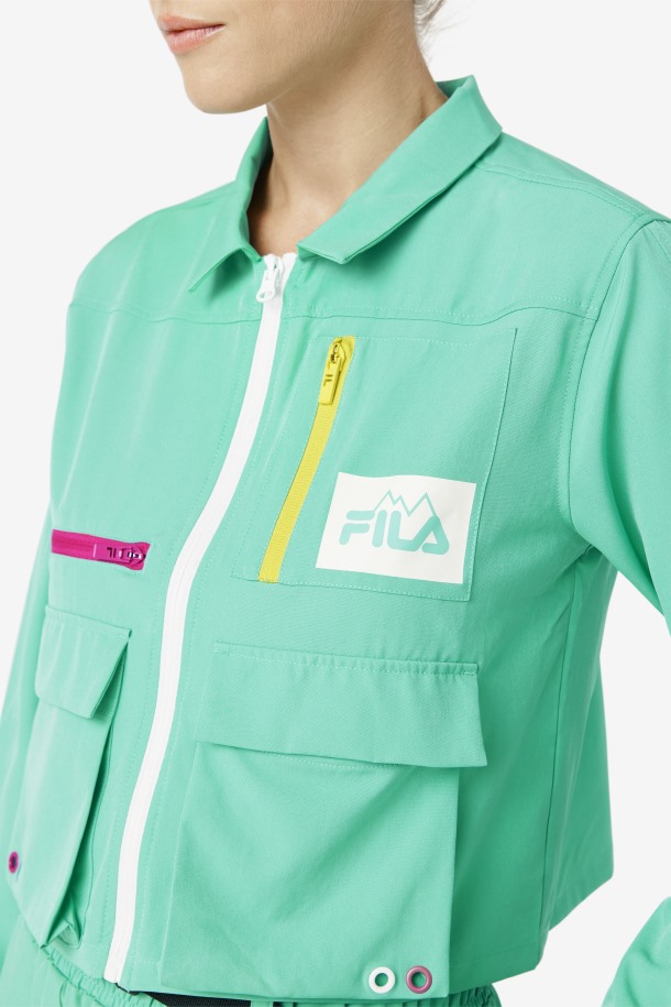 Camisa Alina Con Cremallera Verde Marino Fila Outlet