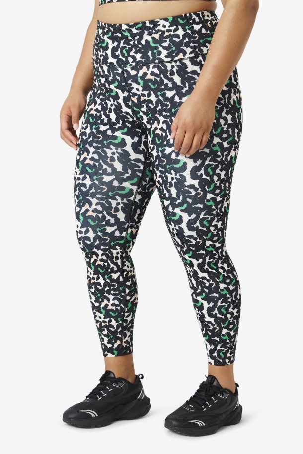 Legging 7/8 Fuerza Liso Fila Outlet Negro Animal Print