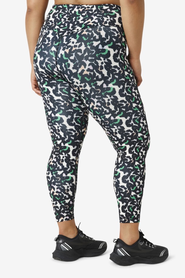 Legging 7/8 Fuerza Liso Fila Outlet Negro Animal Print