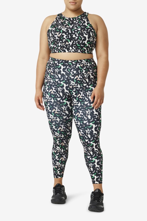 Legging 7/8 Fuerza Liso Fila Outlet Negro Animal Print