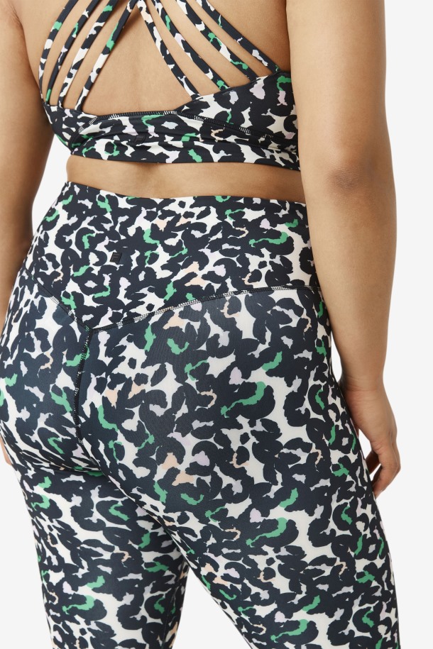 Legging 7/8 Fuerza Liso Fila Outlet Negro Animal Print