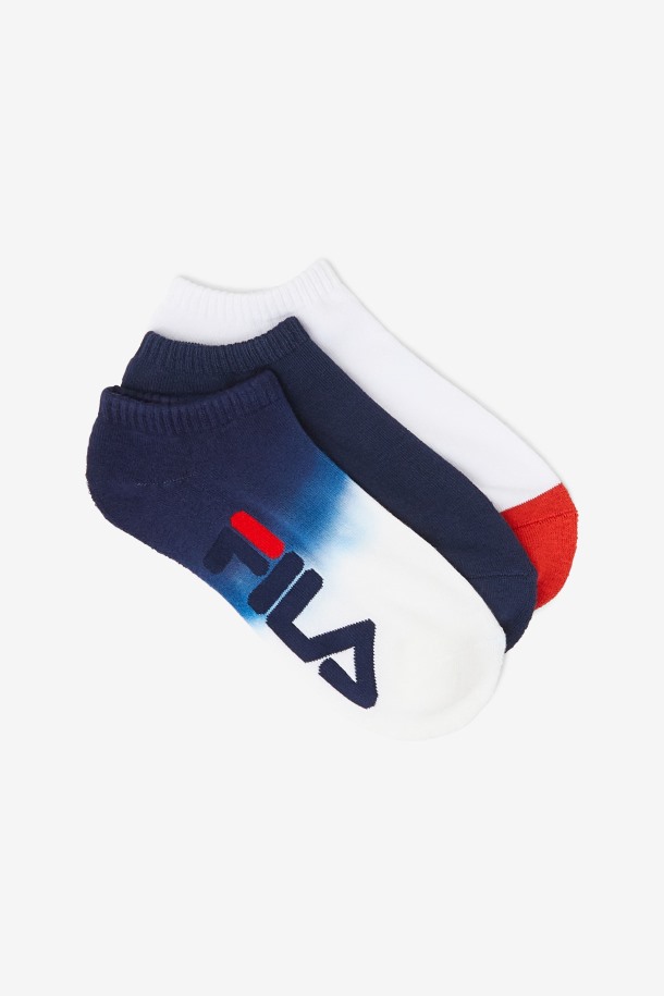 Fila Outlets Azul Marino Dip Dye No Show Calcetín De Mujer Paquete De 3