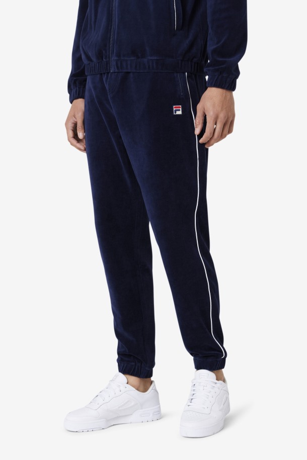 Pantalon Lewis Terciopelo Azul Marino/blanco Fila Outlet