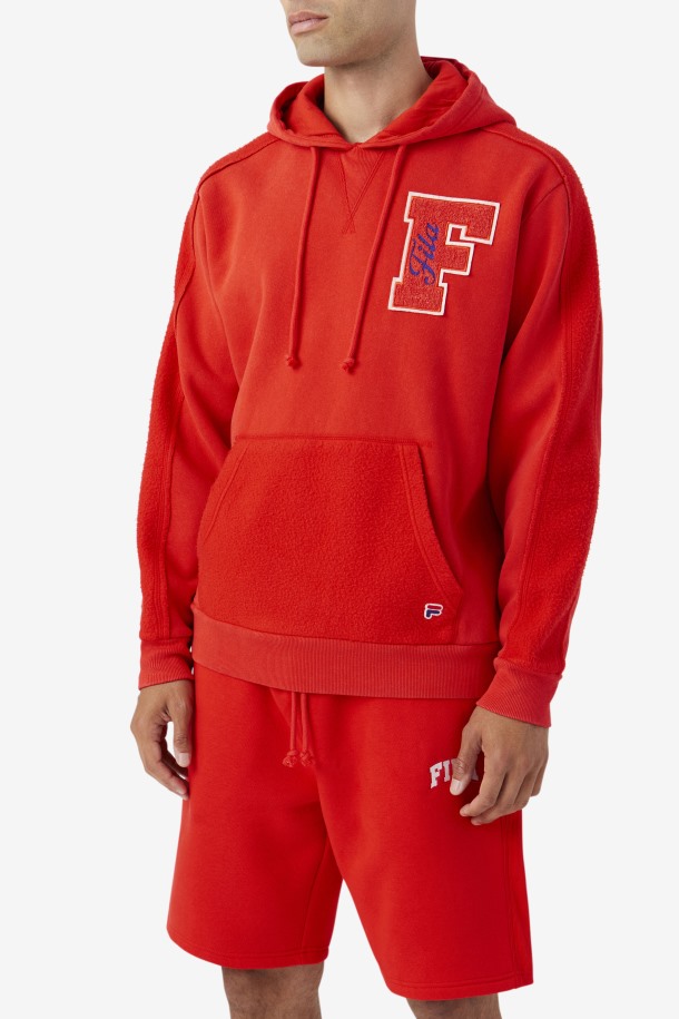 Rojo Fuego/azul Fila Outlets Bryson Vintage Wash Sudadera Con Capucha