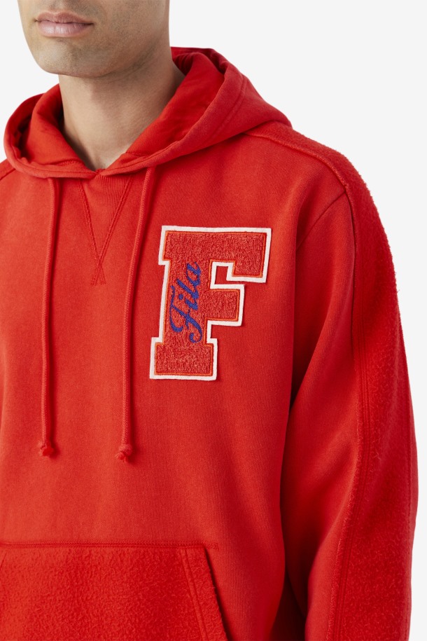 Rojo Fuego/azul Fila Outlets Bryson Vintage Wash Sudadera Con Capucha