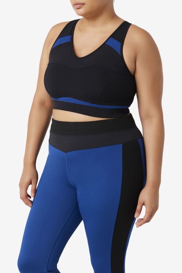 Uplift Racerback Sports Bra Fila Outlets Black/navy Peony