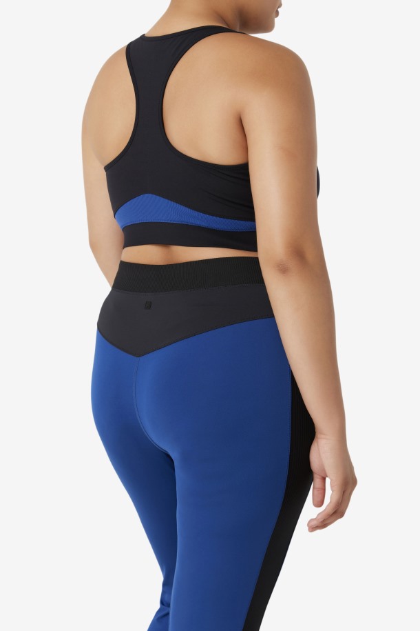 Uplift Racerback Sports Bra Fila Outlets Black/navy Peony