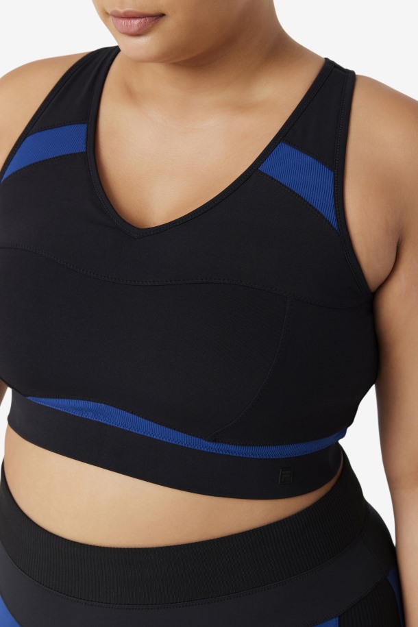 Uplift Racerback Sports Bra Fila Outlets Black/navy Peony