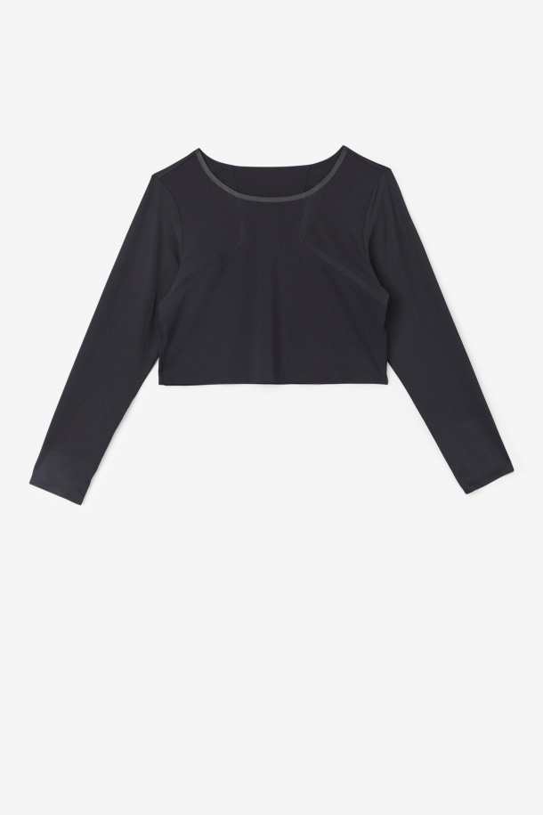 Crop Top Uplift Negro Manga Larga Fila Outlet