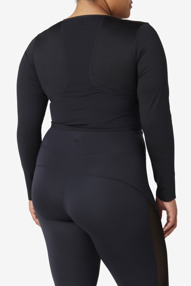 Crop Top Uplift Negro Manga Larga Fila Outlet