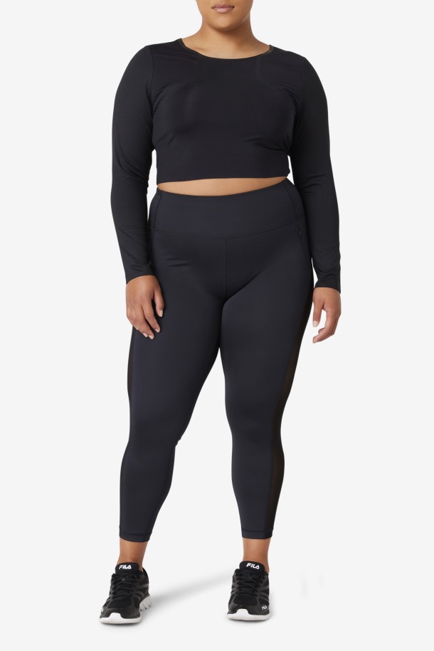 Crop Top Uplift Negro Manga Larga Fila Outlet